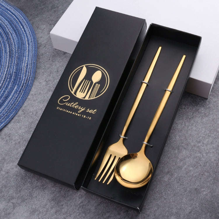2pcs /Pack Stainless Steel Glossy Mirror Flatware Gift Set, Style: Spoon Fork (Titanium)