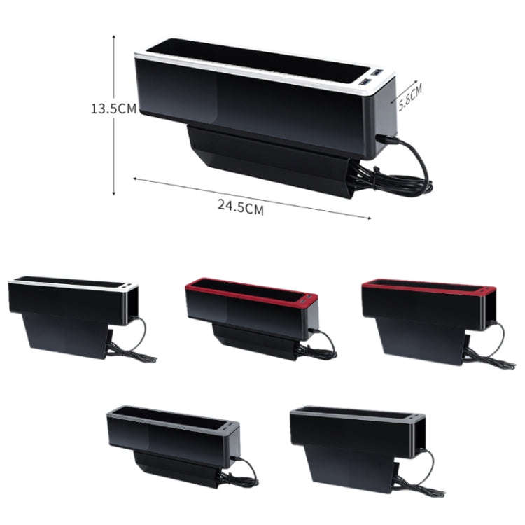 Car Seat Gap Storage Box with 2 USB Charging Port, Color:  Principal Driver Silver