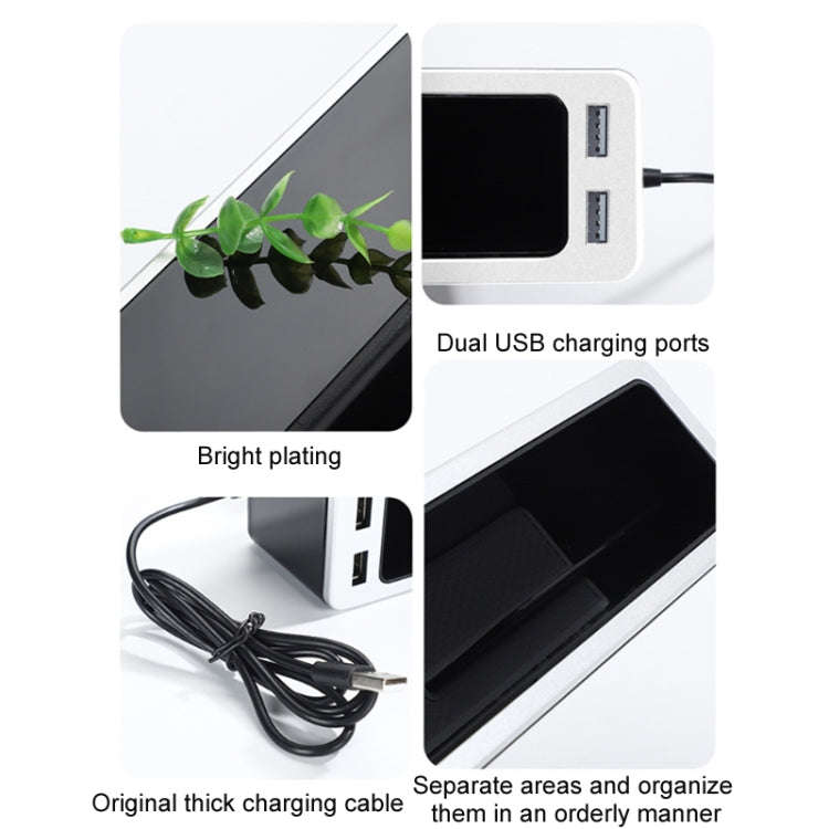 Car Seat Gap Storage Box with 2 USB Charging Port, Color:  Principal Driver Silver