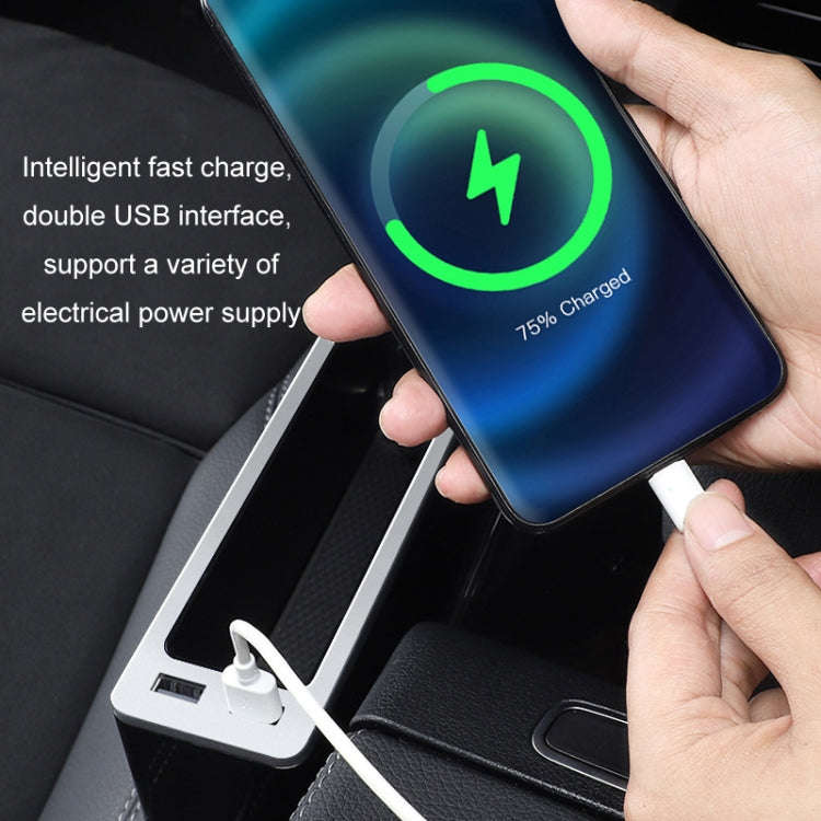 Car Seat Gap Storage Box with 2 USB Charging Port, Color:  Principal Driver Silver