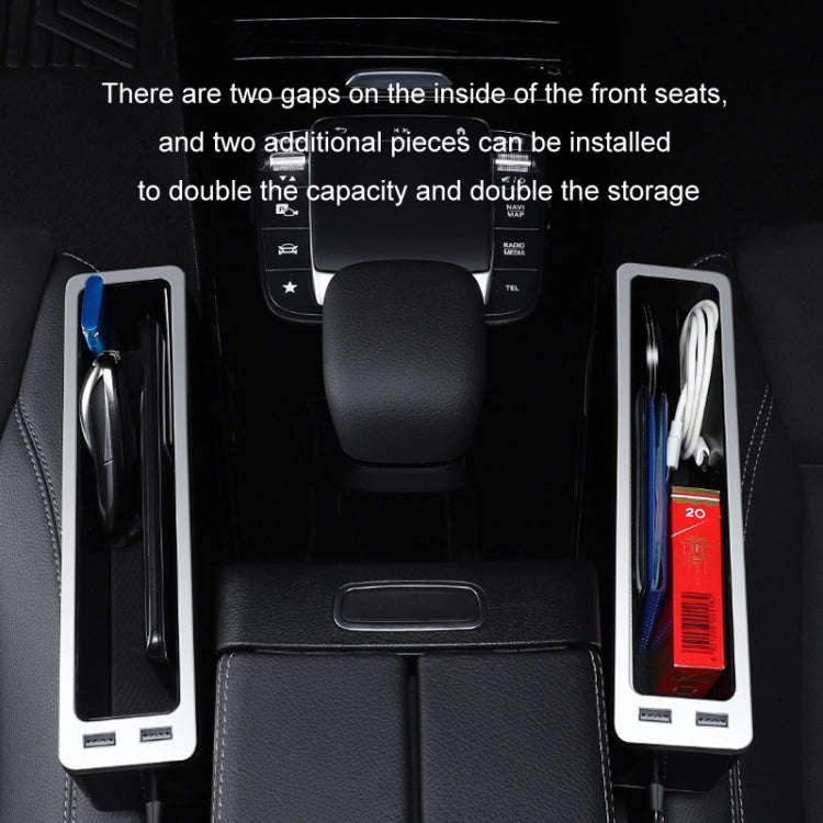 Car Seat Gap Storage Box with 2 USB Charging Port, Color:  Principal Driver Silver