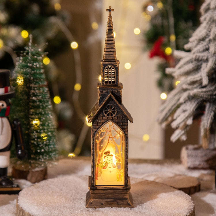 Christmas Decoration Lamps Church Shape Night Light Electronic Candle Candlelight, Style: Snowman