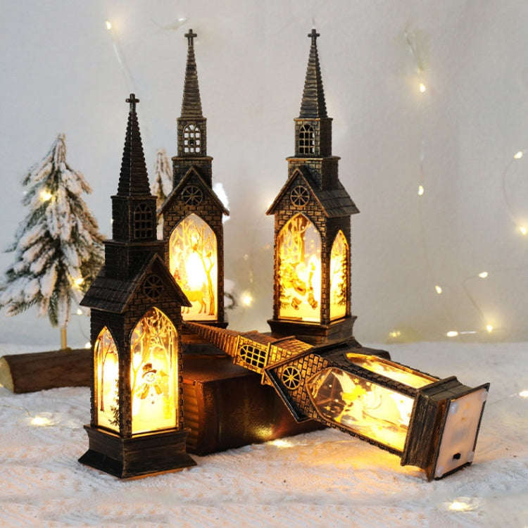 Christmas Decoration Lamps Church Shape Night Light Electronic Candle Candlelight, Style: Angel