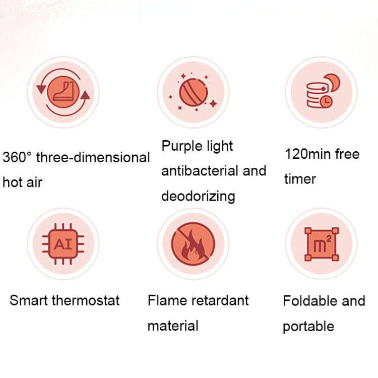YM-102 Smart Timing UV Purple Light Sterilization Deodorization Dryer Portable Shoe Dryer(US Plug)