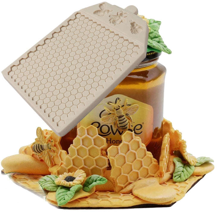 Honeycomb Block Textured Silicone Mold Bee Fondant Chocolate Cake Mold, Speci: Mk-2019 Light Gray