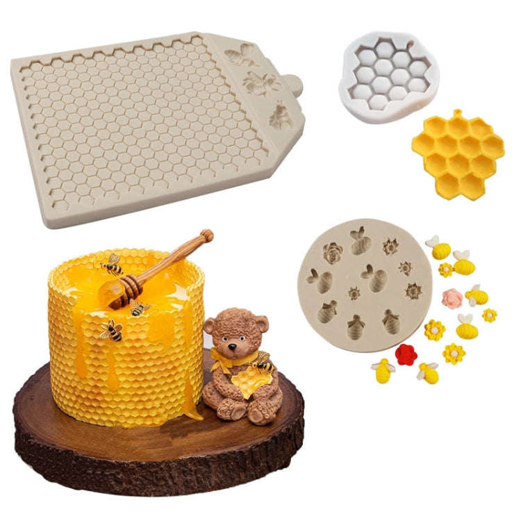 Honeycomb Block Textured Silicone Mold Bee Fondant Chocolate Cake Mold, Speci: Mk-2019 Light Gray