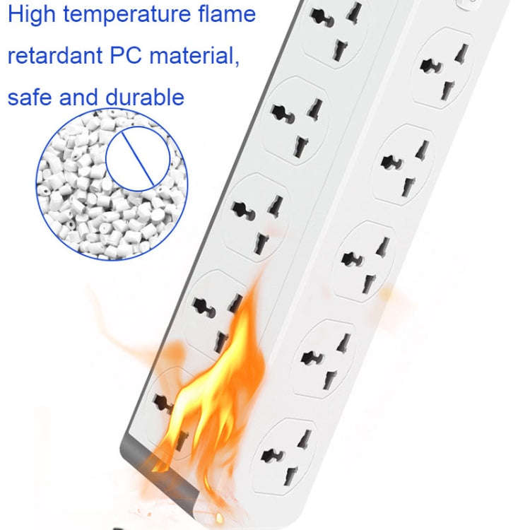 D15 2m 3000W 10 Plugs + PD + 3-USB Ports Vertical Socket With Switch, Specification: Two-pin US Plug