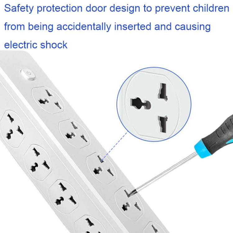 D15 2m 3000W 10 Plugs + PD + 3-USB Ports Vertical Socket With Switch, Specification: Two-pin US Plug
