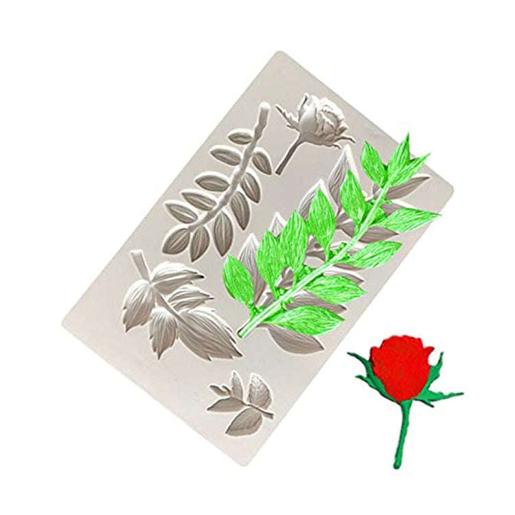 Rose Branch Flower Vine Silicone Mold Fondant Cake Baking Mold Glue Decorative(Grey)