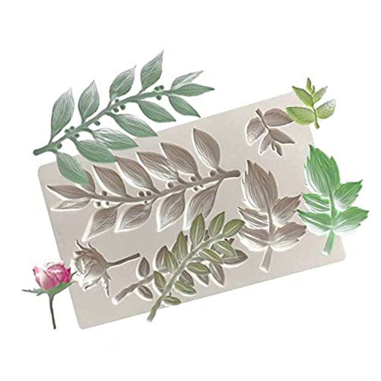 Rose Branch Flower Vine Silicone Mold Fondant Cake Baking Mold Glue Decorative(Pink)