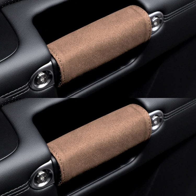 1pair Car Door Handle Decorative Anti-Scratch Cover Car Slippery Leather Inner Door Handle Protec...