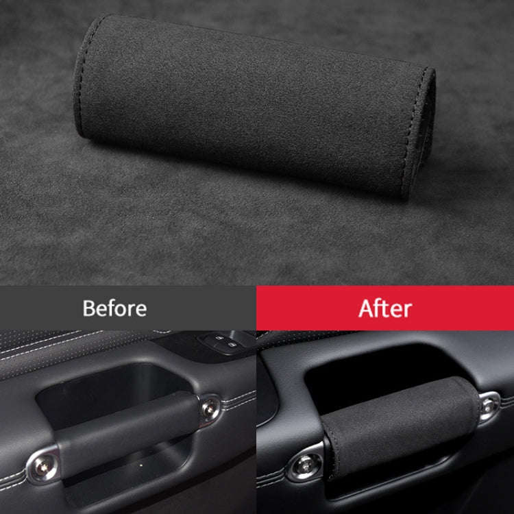 1pair Car Door Handle Decorative Anti-Scratch Cover Car Slippery Leather Inner Door Handle Protec...