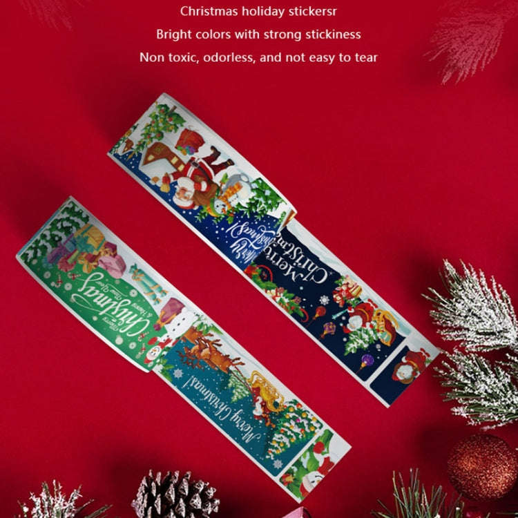 120pcs /Roll Christmas Self-adhesive Label Stickers Cartoon Printed Rectangular Sealing Sticker(K...