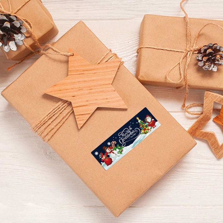 120pcs /Roll Christmas Self-adhesive Label Stickers Cartoon Printed Rectangular Sealing Sticker(K...