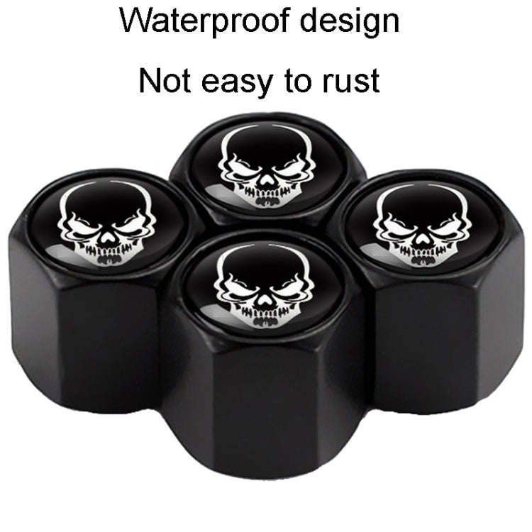 4pcs /Set Skeleton Metal Tire Valve Caps Automobile Modification Universal Valve Core Cover(Black)