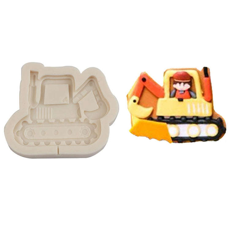 Cartoon Construction Site Tools Engineering Car Cake Decoration Molds, Specification: MK-3057 (Li...