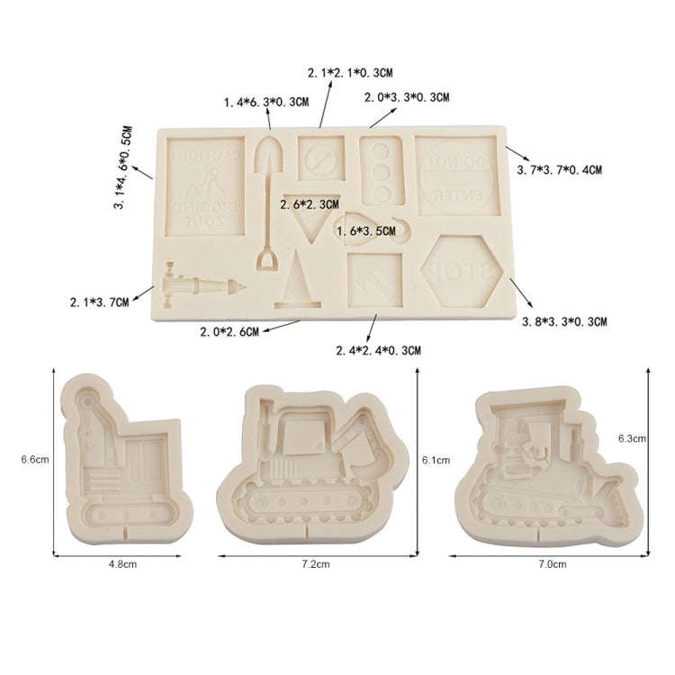 Cartoon Construction Site Tools Engineering Car Cake Decoration Molds, Specification: MK-3056 (Pink)