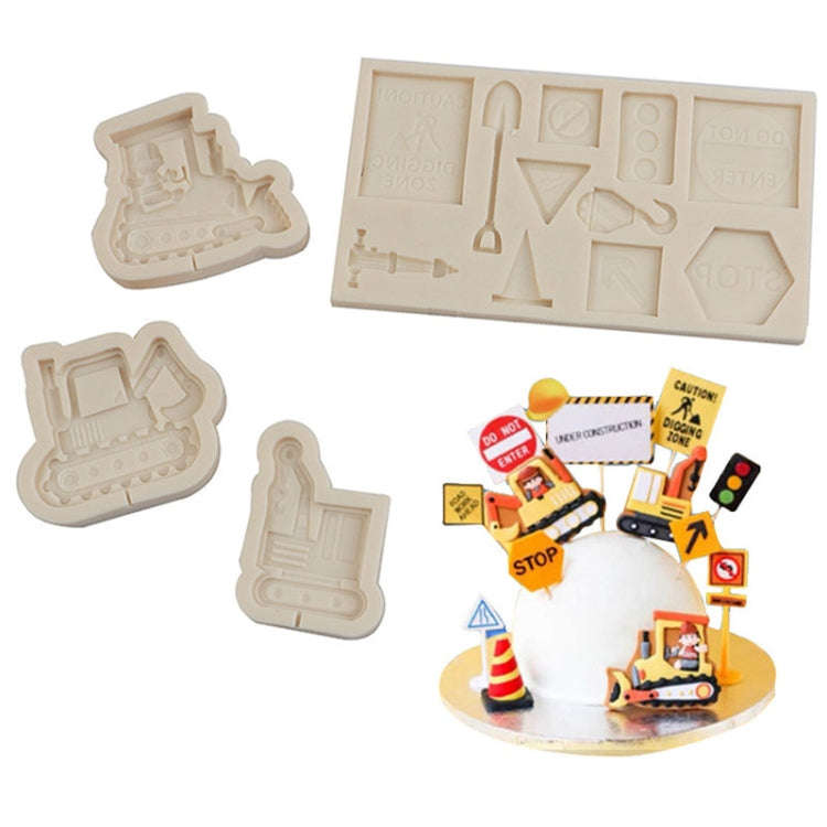 Cartoon Construction Site Tools Engineering Car Cake Decoration Molds, Specification: MK-3056 (Pink)