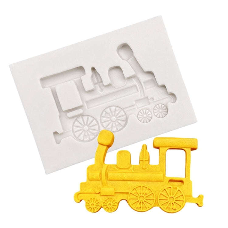 Classic Car Train Silicone Fondant Cake Mold Baking Decoration Tools(Gray)