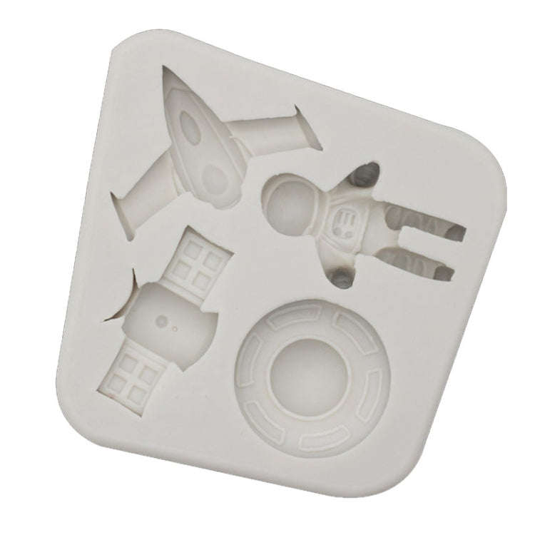 Astronaut Planet Rocket Silicone Fondant Chocolate Mold Cake Decorating Accessories Tools(Grey)