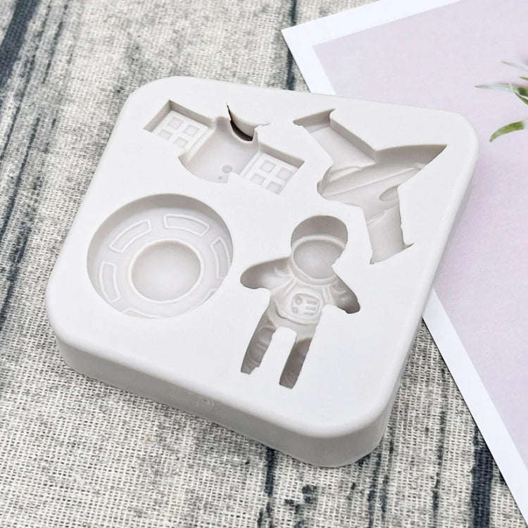 Astronaut Planet Rocket Silicone Fondant Chocolate Mold Cake Decorating Accessories Tools(Grey)
