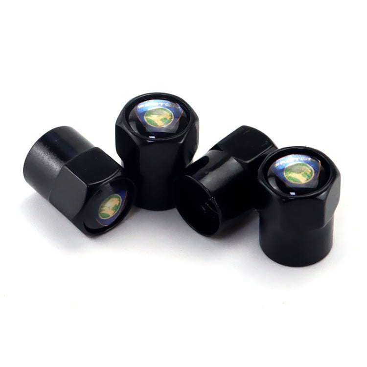 4pcs /Set Car Labeled Metal Tire Valve Caps Automobile Universal Modified Valve Covers(Black)