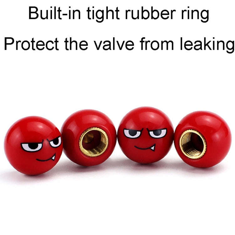 4pcs /Set Devil Ball Tire Valve Caps Automotive Universal Modification Valve Covers(Red)