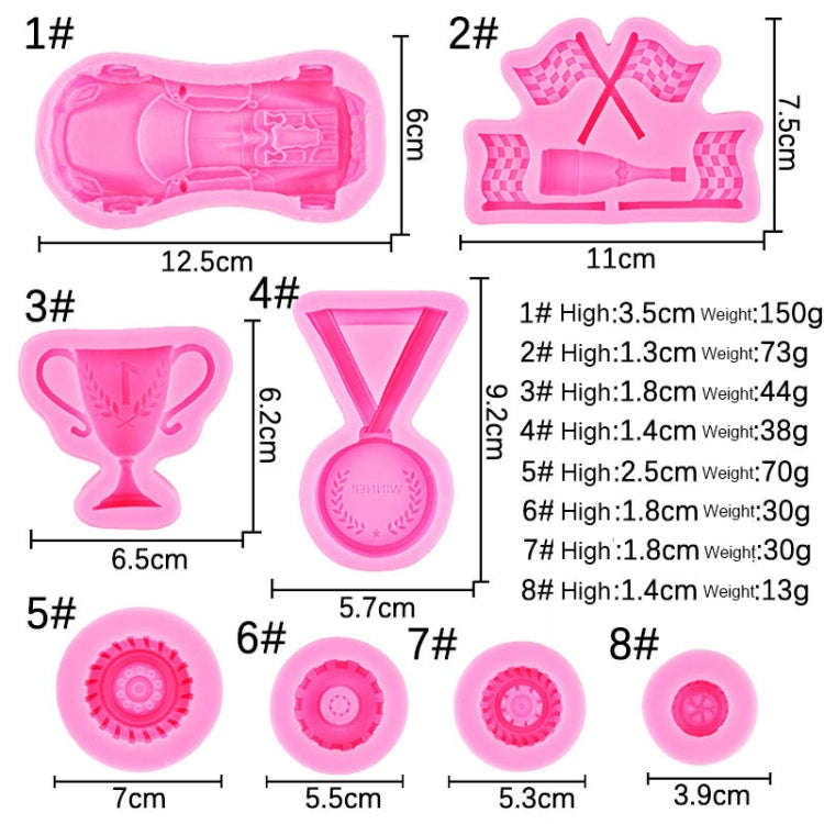 Sports Car Trophy Medal Tire Silicone Mold Glue Plaster Candle Baking Decorative Mold, Specificat...