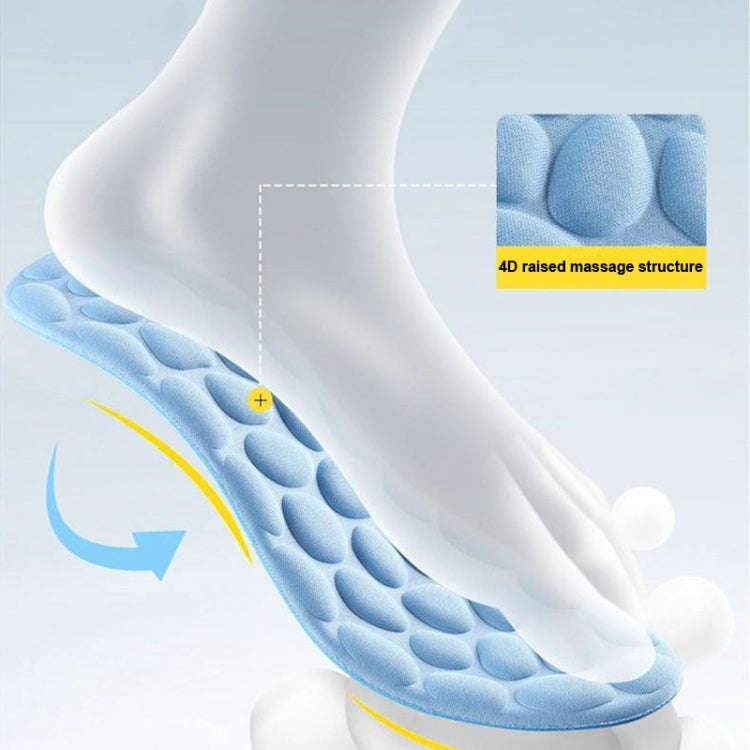 1pair 4D Massage Insole Imitation Pebbles Full Palm Sports Insole, Size: 37(Blue)