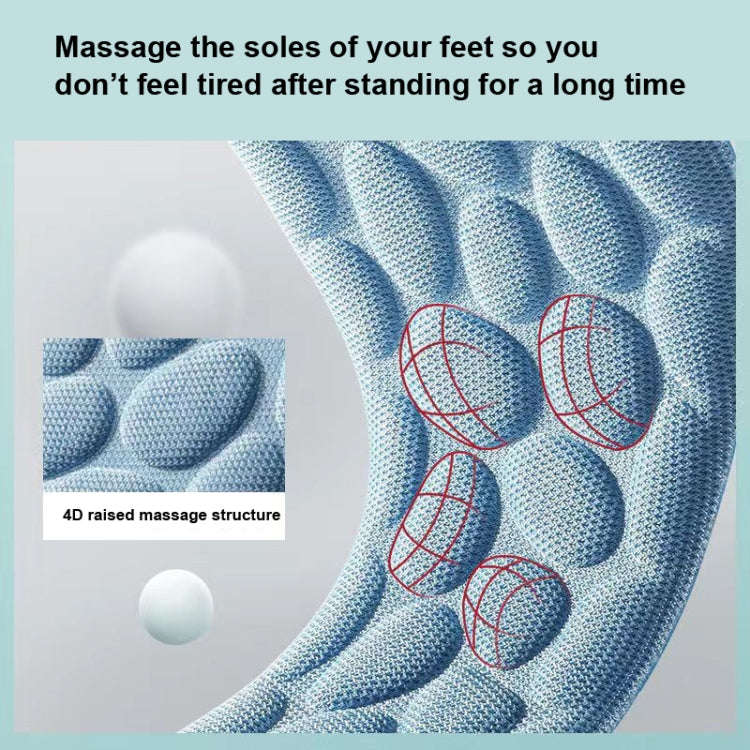 1pair 4D Massage Insole Imitation Pebbles Full Palm Sports Insole, Size: 37(Blue)