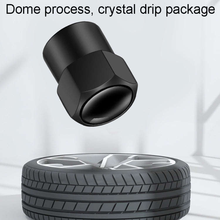 4pcs /Set Hexagonal Metal Tire Valve Caps Automobile Universal Modified Valve Covers(Black)