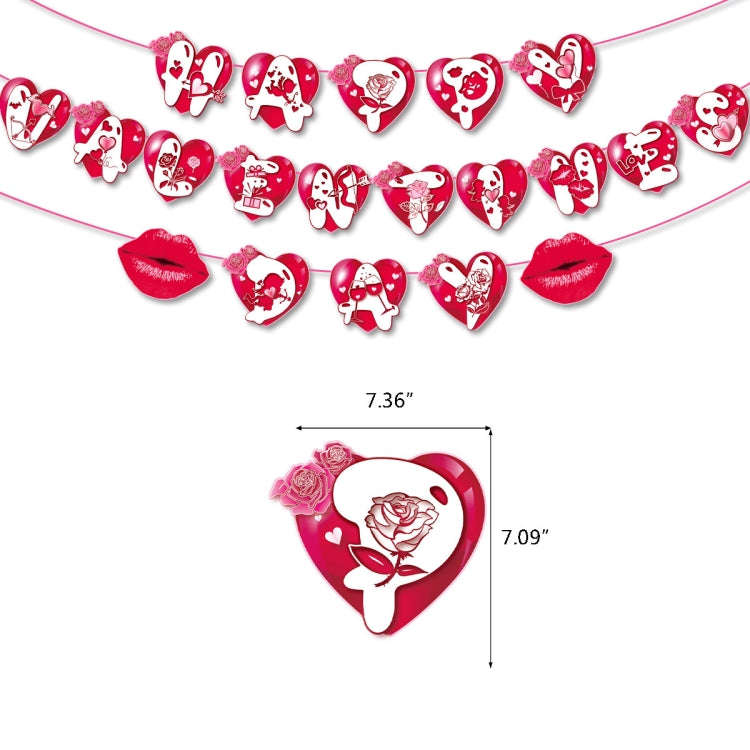 Valentines Day Party Decoration Set 1 Banner +20pcs Latex Balloons+ 16pcs Cake Topper