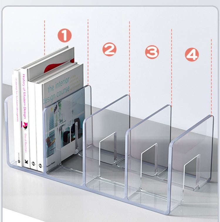 Acrylic Desktop Bookend Book Storage Rack Office Stationery Bookshelf, Style: Regular Transparent
