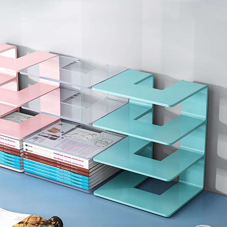 Acrylic Desktop Bookend Book Storage Rack Office Stationery Bookshelf, Style: Regular Transparent