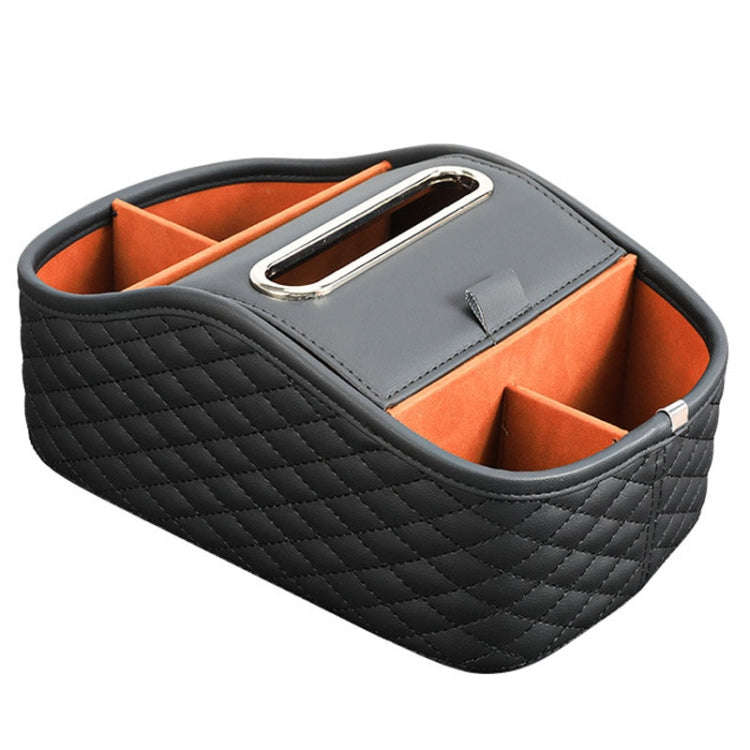 Cat Supplies Leather Storage Box Car Split Paper Tissue Box, Color: Diamond Pattern Black Grid