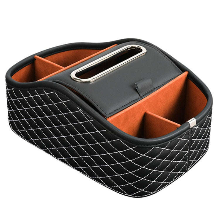 Cat Supplies Leather Storage Box Car Split Paper Tissue Box, Color: Diamond Pattern White Grid