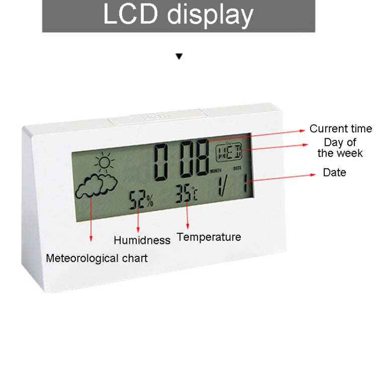 LCD Electronic Desk Clock Digital Display Multifunctional Temperature And Humidity Meter Alarm Cl...