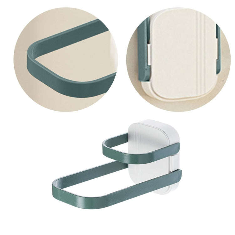 Double Layer Punch Free Wall Clothes Hanger Hooks Storage Organiser Rack(Green)