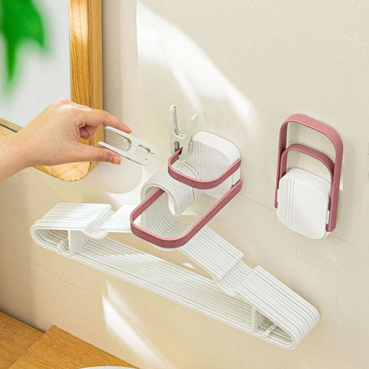 Double Layer Punch Free Wall Clothes Hanger Hooks Storage Organiser Rack(Gray)
