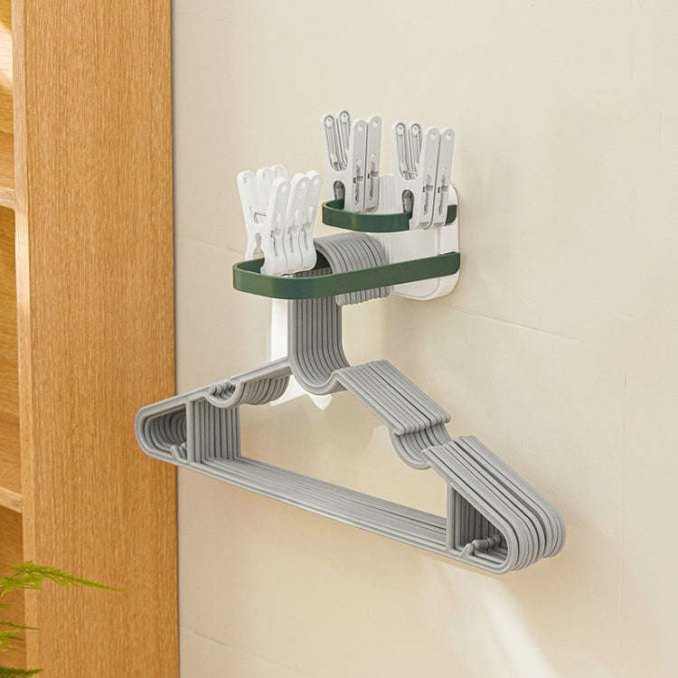 Double Layer Punch Free Wall Clothes Hanger Hooks Storage Organiser Rack(Gray)