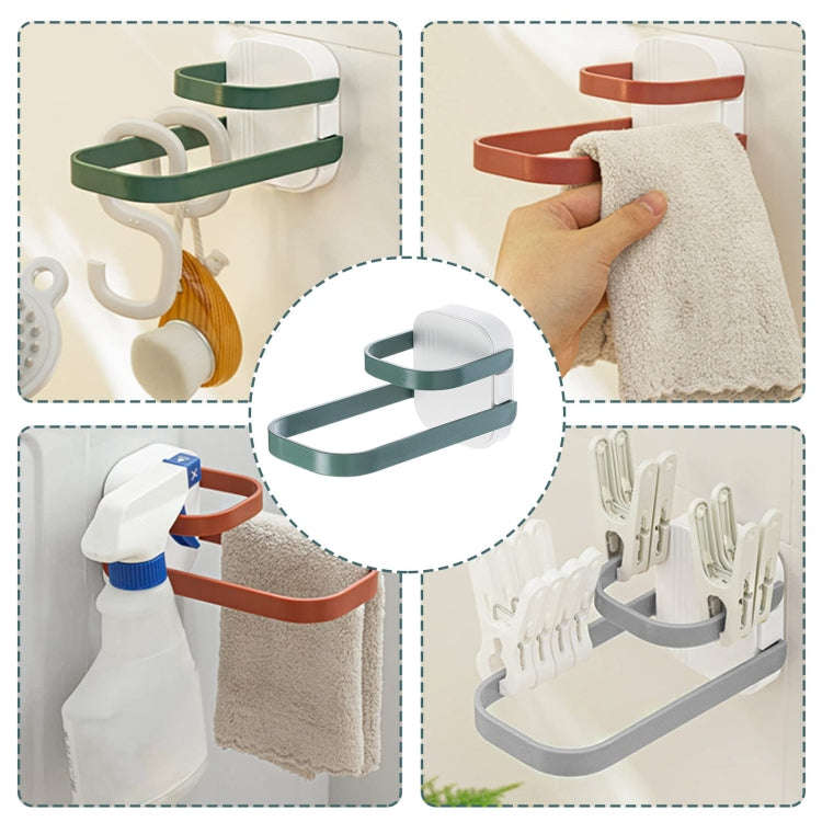 Double Layer Punch Free Wall Clothes Hanger Hooks Storage Organiser Rack(Gray)