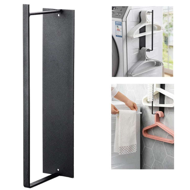 Wall Mounted Metal Clothes Hanger Storage Rack Multifunctional Shelf for Closet(Black)