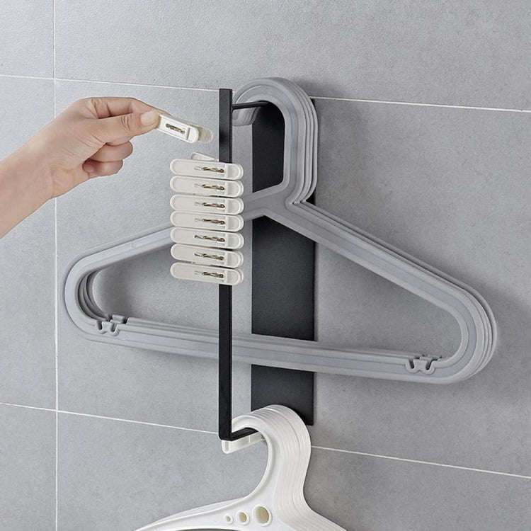 Wall Mounted Metal Clothes Hanger Storage Rack Multifunctional Shelf for Closet(Black)