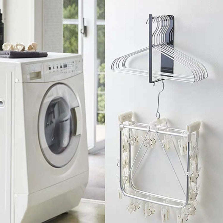 Wall Mounted Metal Clothes Hanger Storage Rack Multifunctional Shelf for Closet(White)