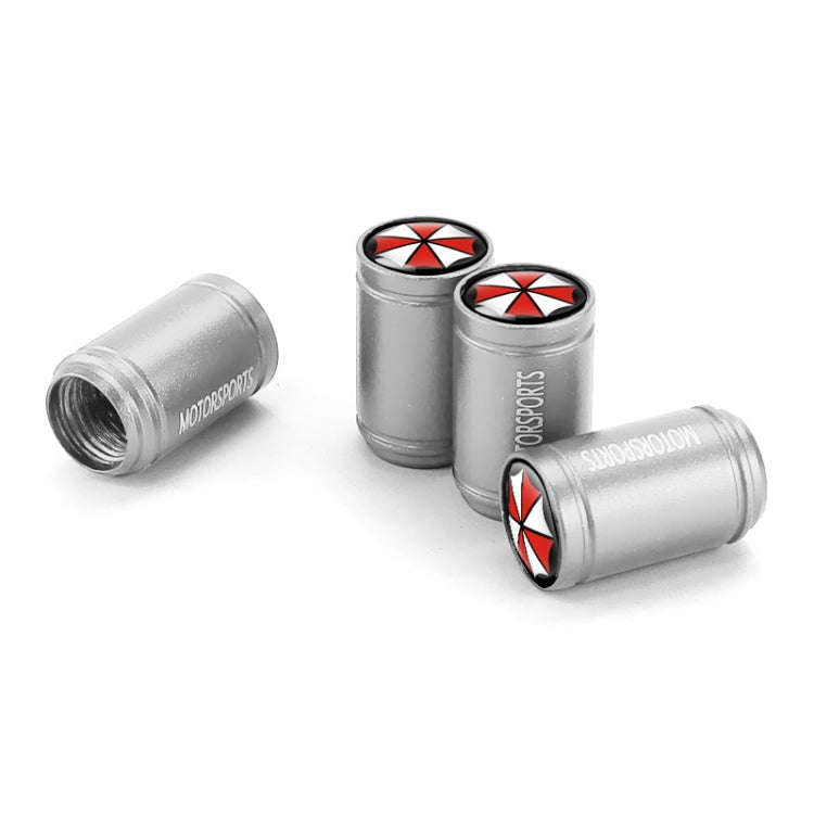 4pcs /Set Umbrella Metal Tire Valve Caps Automobile Universal Modified Valve Covers(Silver)