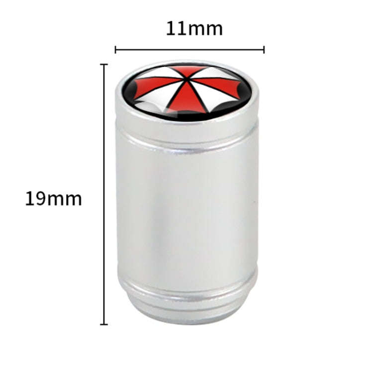 4pcs /Set Umbrella Metal Tire Valve Caps Automobile Universal Modified Valve Covers(Silver)