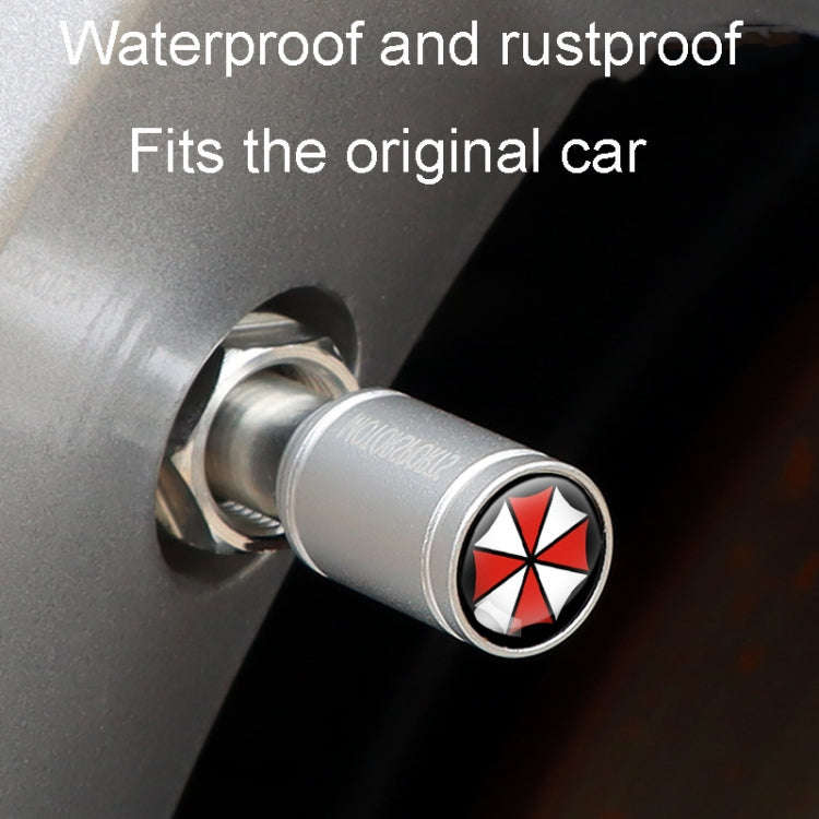 4pcs /Set Umbrella Metal Tire Valve Caps Automobile Universal Modified Valve Covers(Silver)