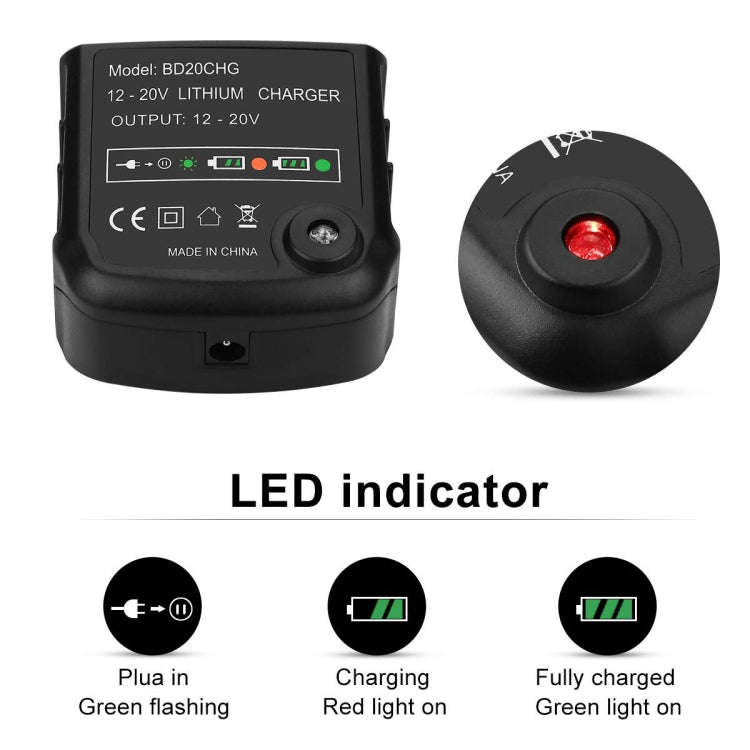 BD20CHG For Battery 20V Lithium Battery Charger Electric Tool Accessories, Plug: US