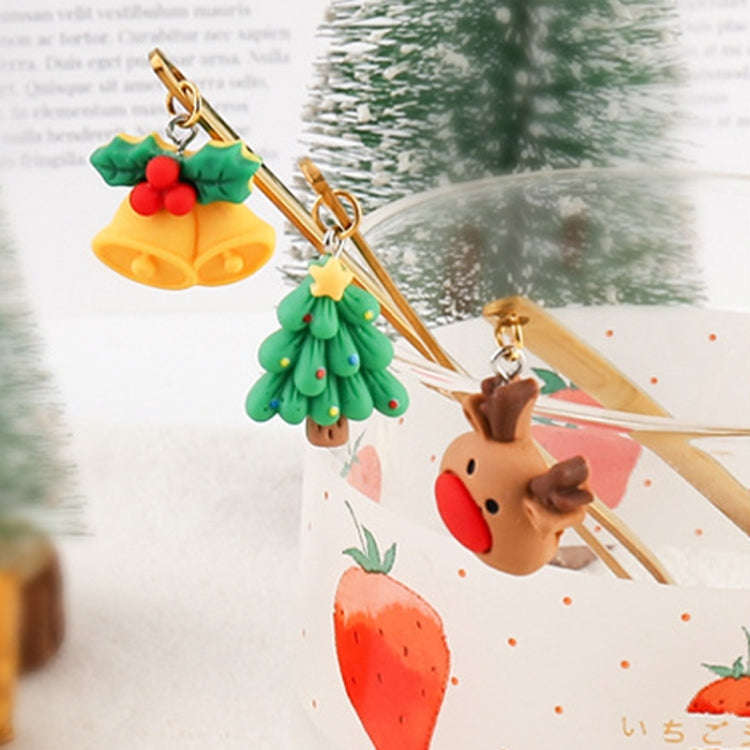 2pcs /Pack Christmas Mixing Spoon Fruit Fork With Pendant Flatware, Style: Fubuka (Pink Box)