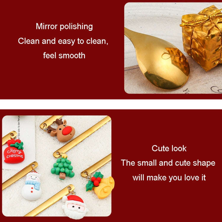 2pcs /Pack Christmas Mixing Spoon Fruit Fork With Pendant Flatware, Style: Elderly (Pink Box)